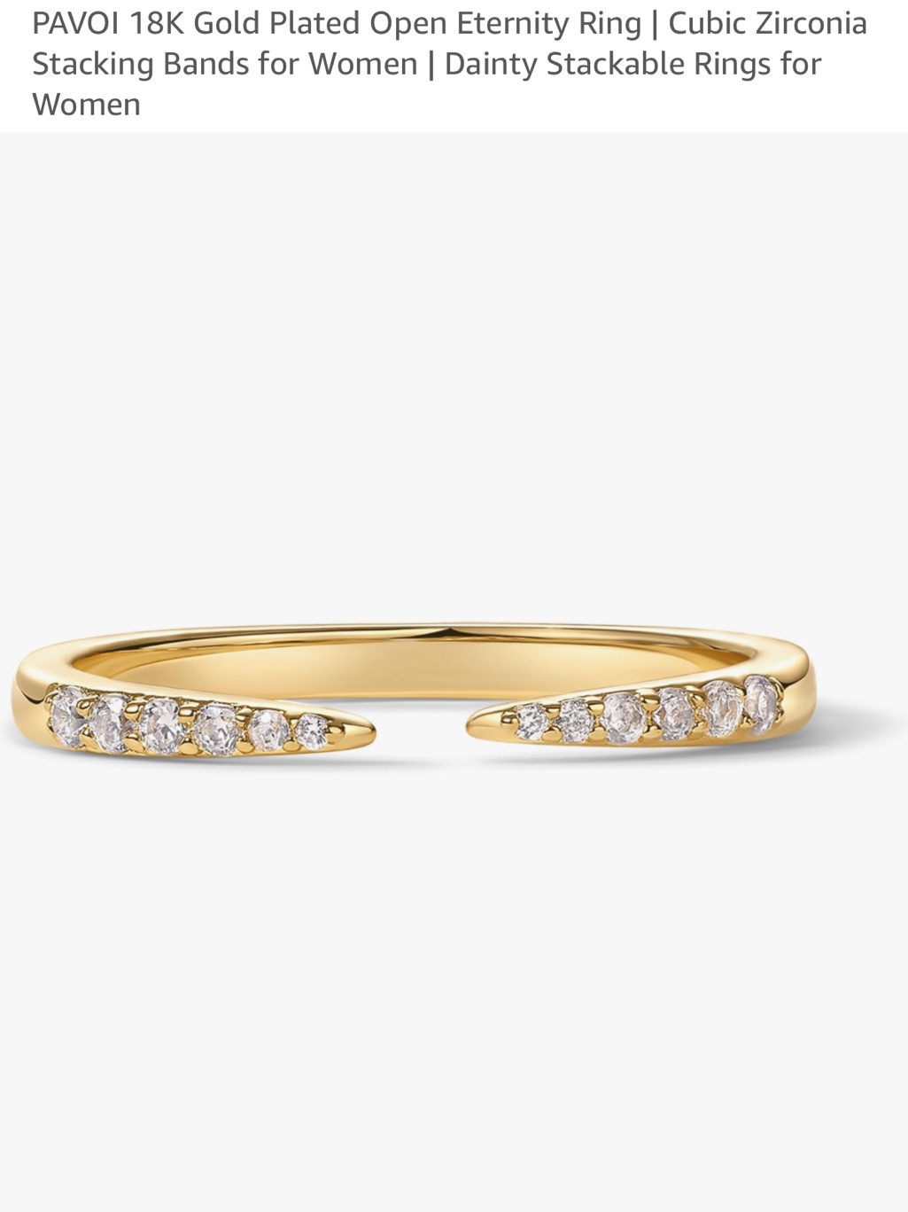 Pavoi Gold-Plated Open Eternity Ring With Cubic Zirconia - Gold